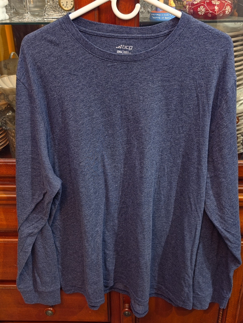 bcg Men's Long Sleeve Crewneck Tee in Heather Navy